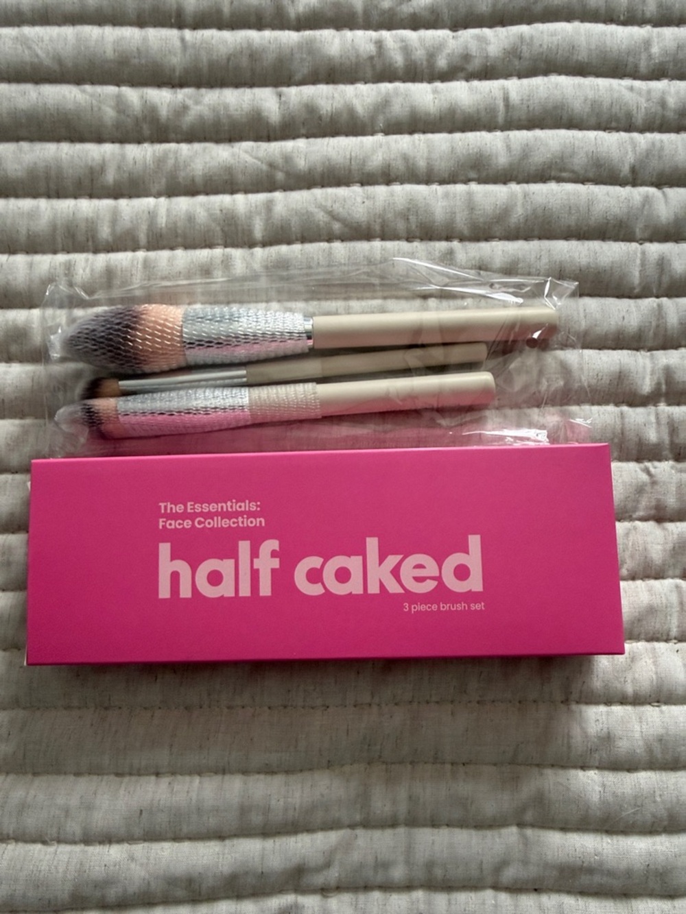 half caked Pink 3-Piece Face Brush Set